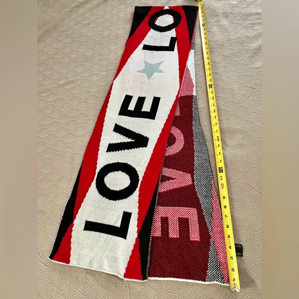 Express cold weather soft and cozy scarf in red/black/white/blue, one size